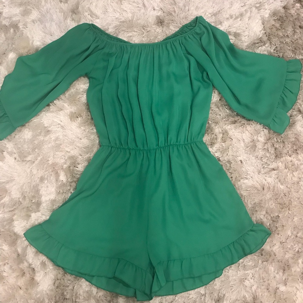 Off Shoulder Ruffle Romper